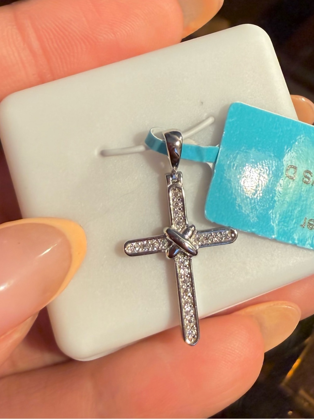 Silver Crystal Cross Pendant Necklace - Elegant Women's Jewelry
